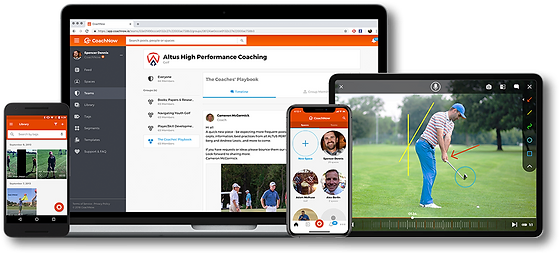 CoachNow app open on a phone and tablet